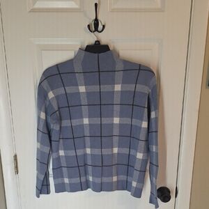 Jones New York Blue Plaid Turtleneck Sweater